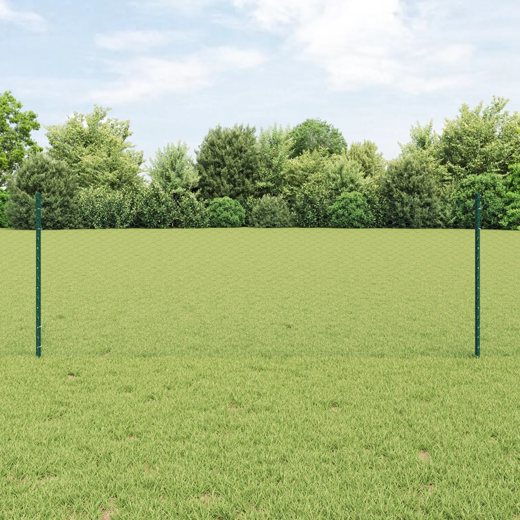 Postes de Cerca vidaXL 5 pcs U-Channel Verde 80 cm Aço