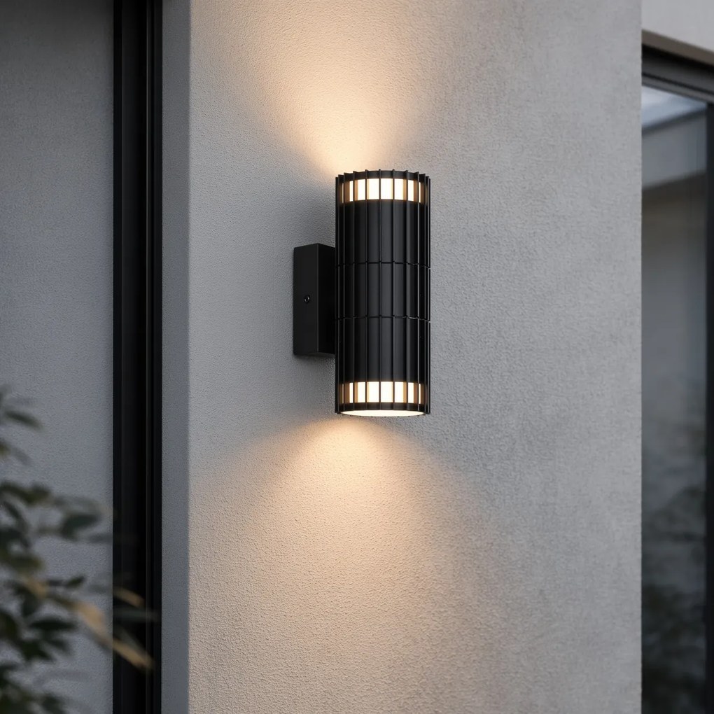 Candeeiro de Parede Exterior Design Preto 2 Luzes IP44 - Boris