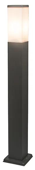 Poste de iluminação exterior moderno cinza escuro com opala 80 cm IP44 - Malios Design,Moderno