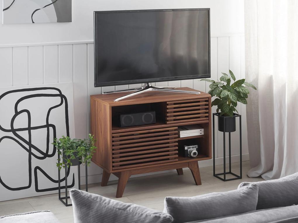 Móvel de TV com 2 portas cor de madeira escura CLEVELAND Beliani