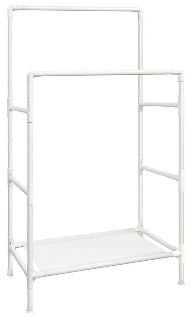 Cabide de metal SONGMICS RDR01WT com 2 varões e 1 prateleira, suporta até 70 kg, fácil de montar, branco
