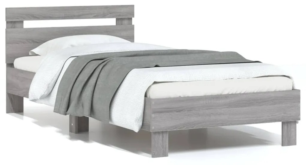 vidaXL Estrutura de cama c/ cabeceira derivados madeira cinza sonoma
