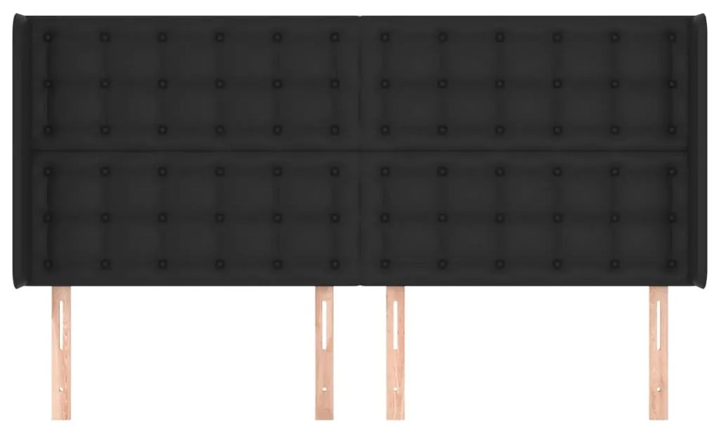 Cabeceira de cama c/ abas couro artif. 183x16x118/128 cm preto