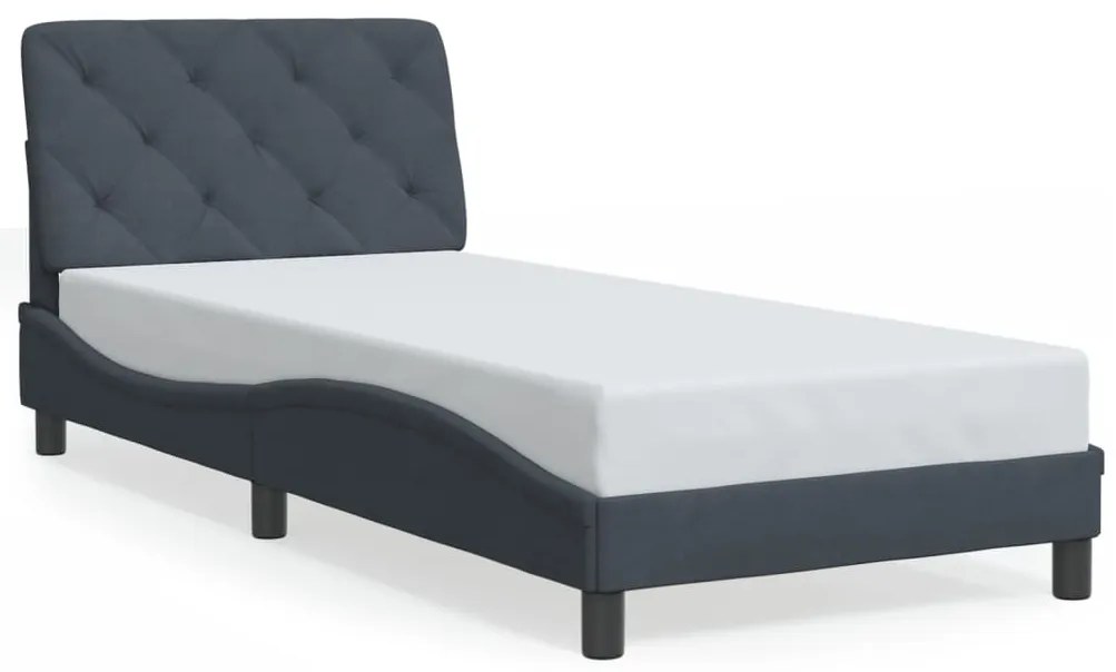 Estrutura de cama c/ luzes LED 90x190 cm veludo cinzento-escuro