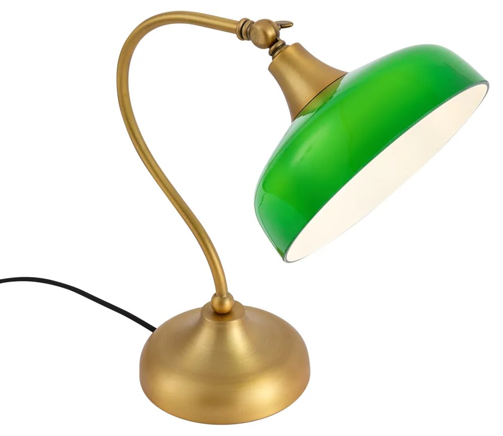 Candeeiro de Mesa Clássico Bronze com Vidro Opal Verde - Clerk Clássico / Antigo