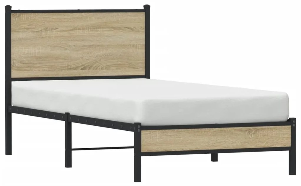 Estrutura de cama sem colchão 90x200 cm metal carvalho sonoma