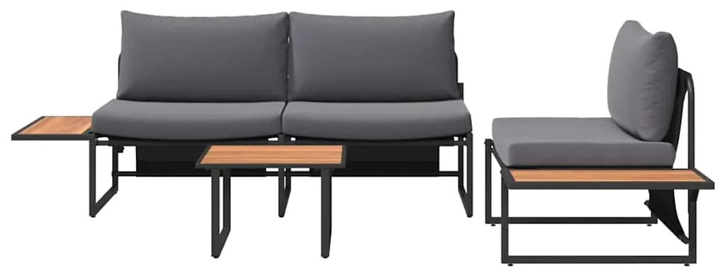 Conjunto de Sofá de Jardim de 3 Peças vidaXL com Almofadas Antracite