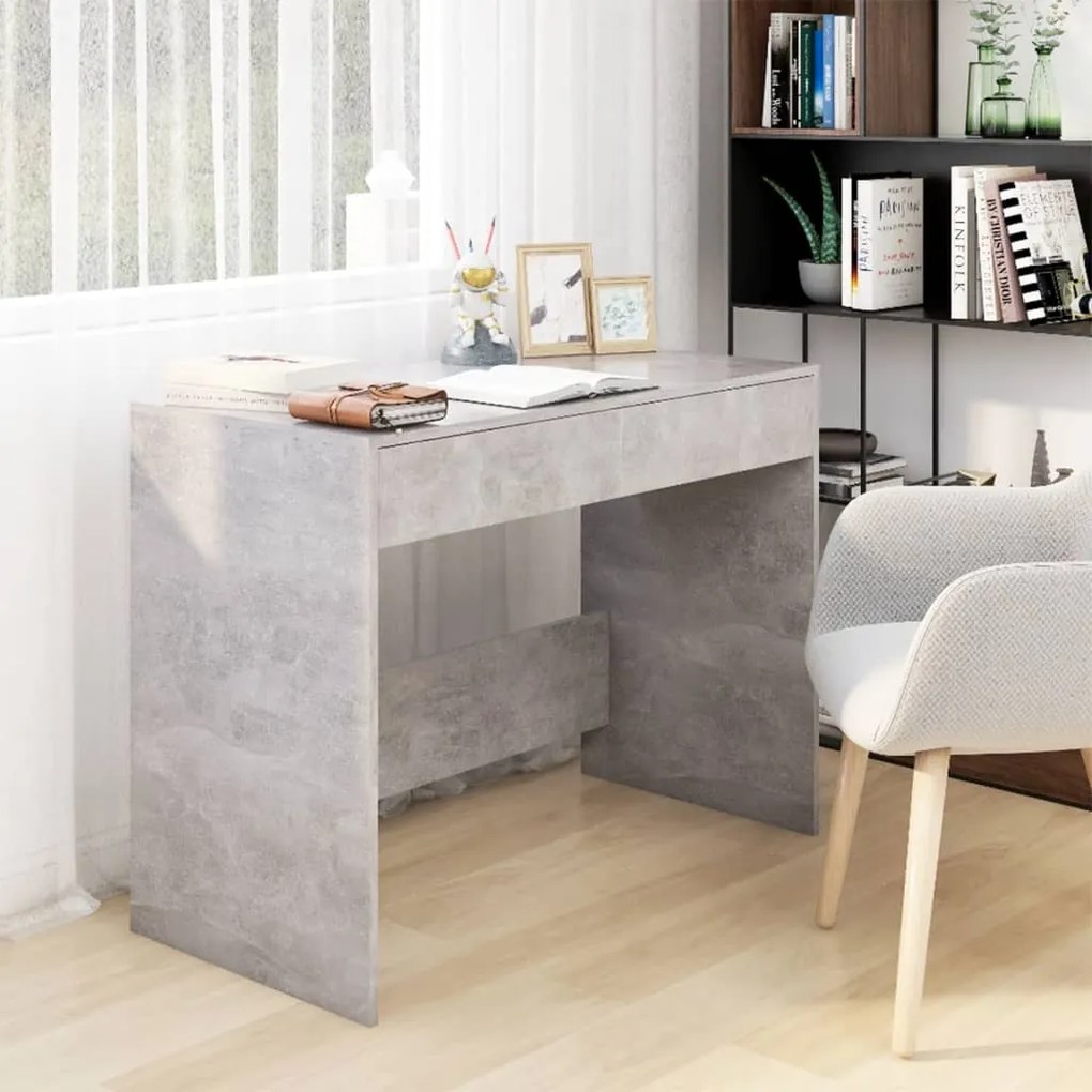 vidaXL Secretária 101x50x76,5 cm derivados de madeira cinza cimento