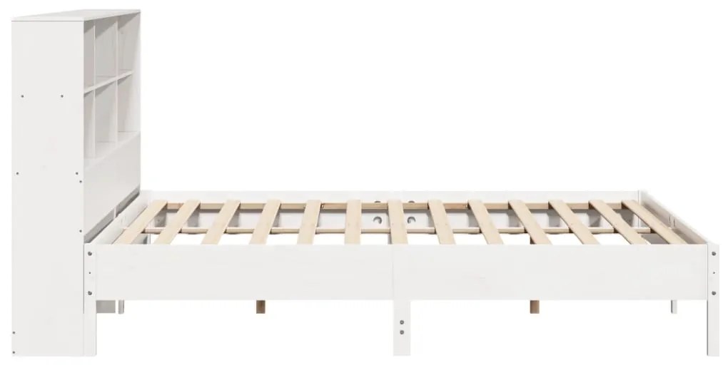 Cama com estante sem colchão 200x200 cm pinho maciço branco
