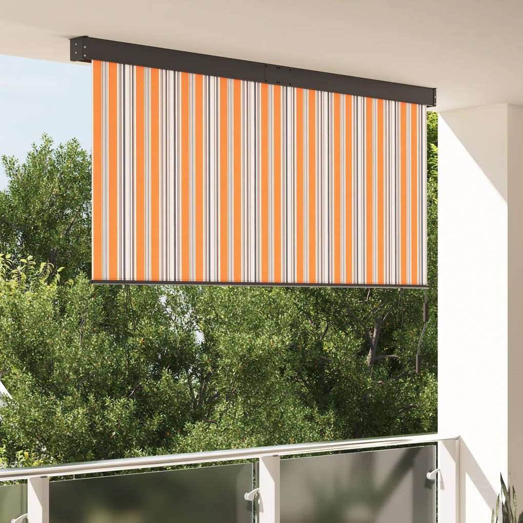 vidaXL Cortina Rolô Exterior Riscas Manual Amarelo e azul 220 x 250 cm tecido