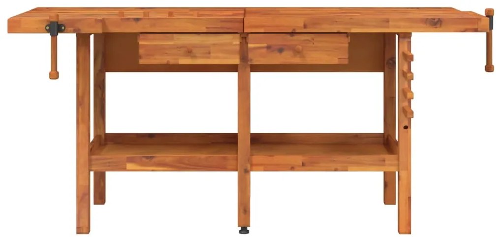 Bancada de trabalho + gavetas/tornos 192x62x83 cm acácia maciça