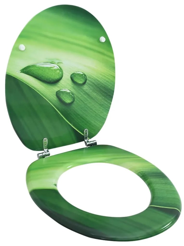 146908 vidaXL Assento sanita c/ tampa MDF design gotas de água verde