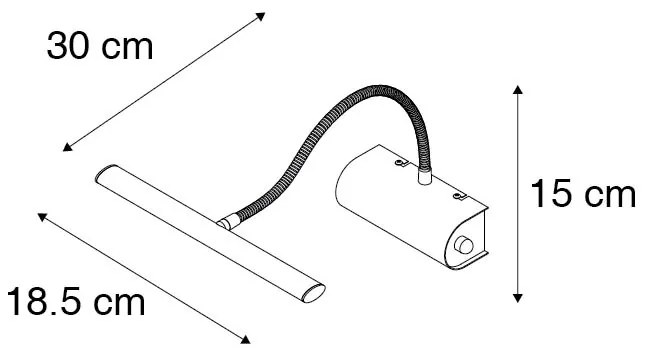 Candeeiro de parede design preto 18,5 cm com LED e dimmer - Tableau