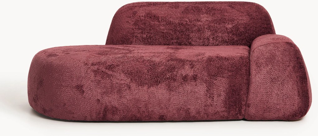Sofá em teddy-bouclé com chaise longue Wolke (2 lugares)