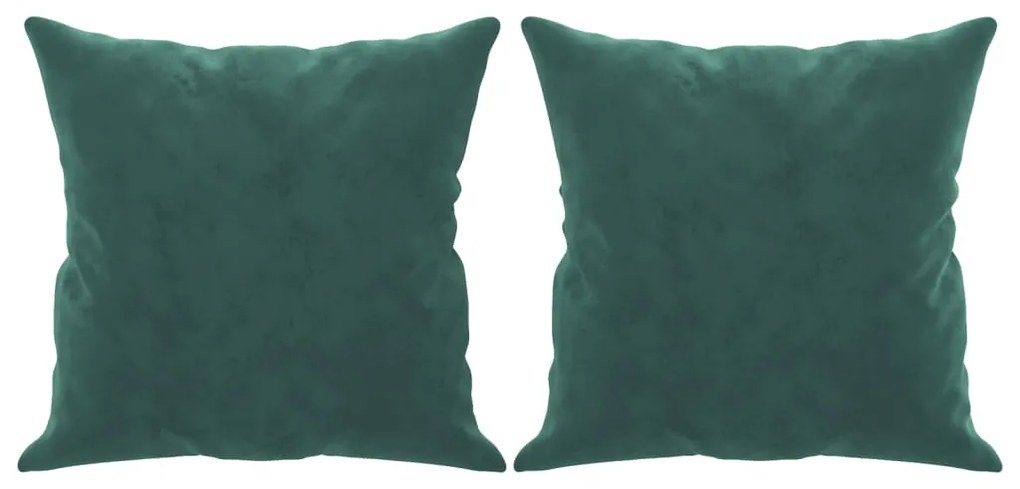 Sofá 2 lug. c/ almofadas decorativas 140cm veludo verde-escuro