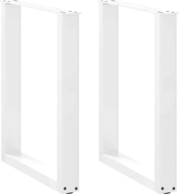 vidaXL Pés de mesa de jantar em forma de U, 2 peças, branco, 70 x (72-73) cm, aço