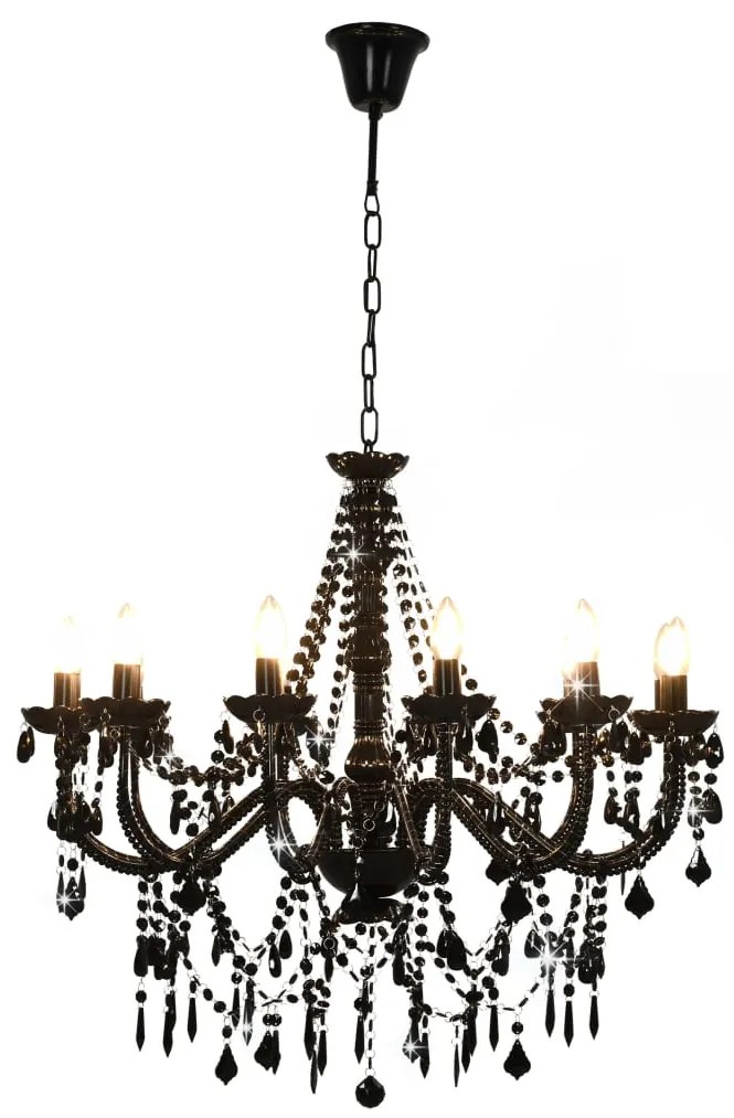 Lustre com contas lâmpadas 12 x E14 preto