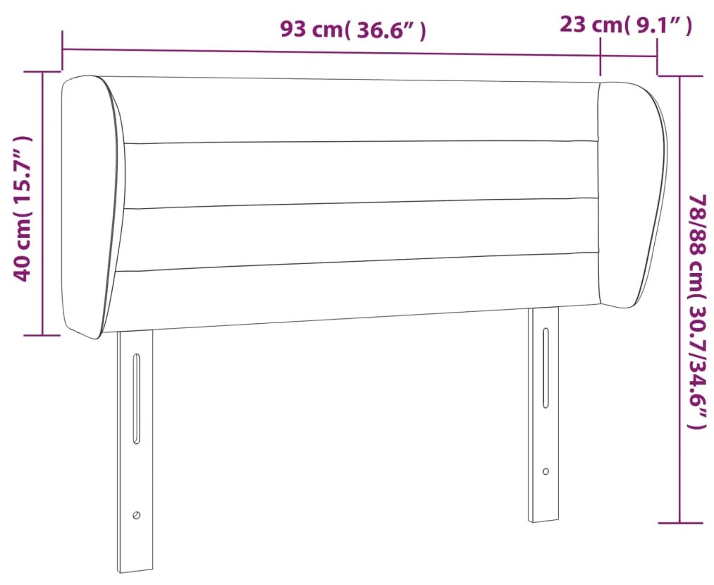 Cabeceira de cama c/ abas tecido 93x23x78/88 cm preto