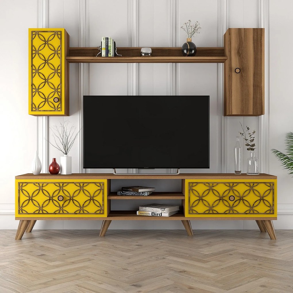 Unidade TV ClassS – Walnut Yellow – 180x44x35 cm
