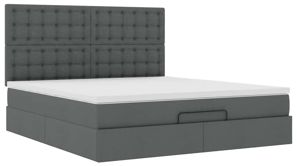 Estrutura de cama otomana com colchão 180x200cm cinzento escuro