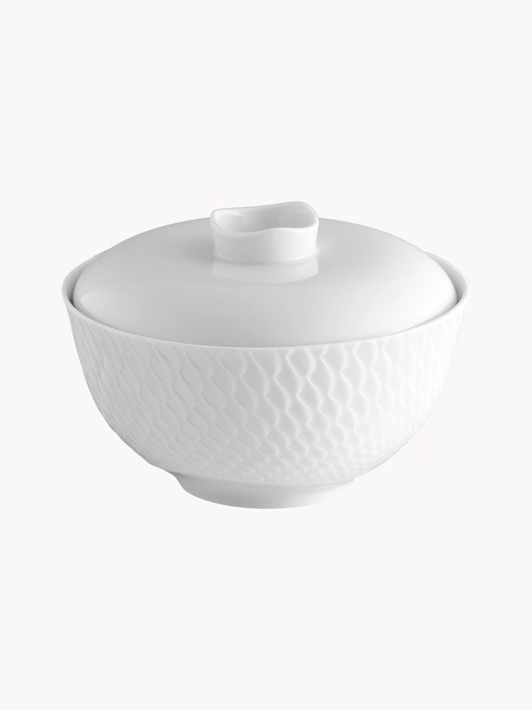 Taça de servir artesanal com tampa Wellenspiel Relief