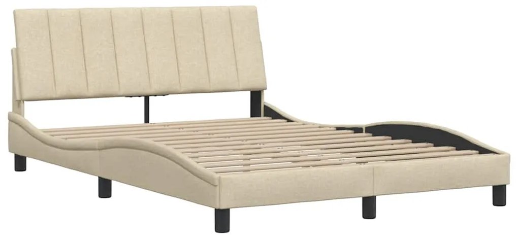 Estrutura de cama sem colchão 140x200 cm tecido cor creme