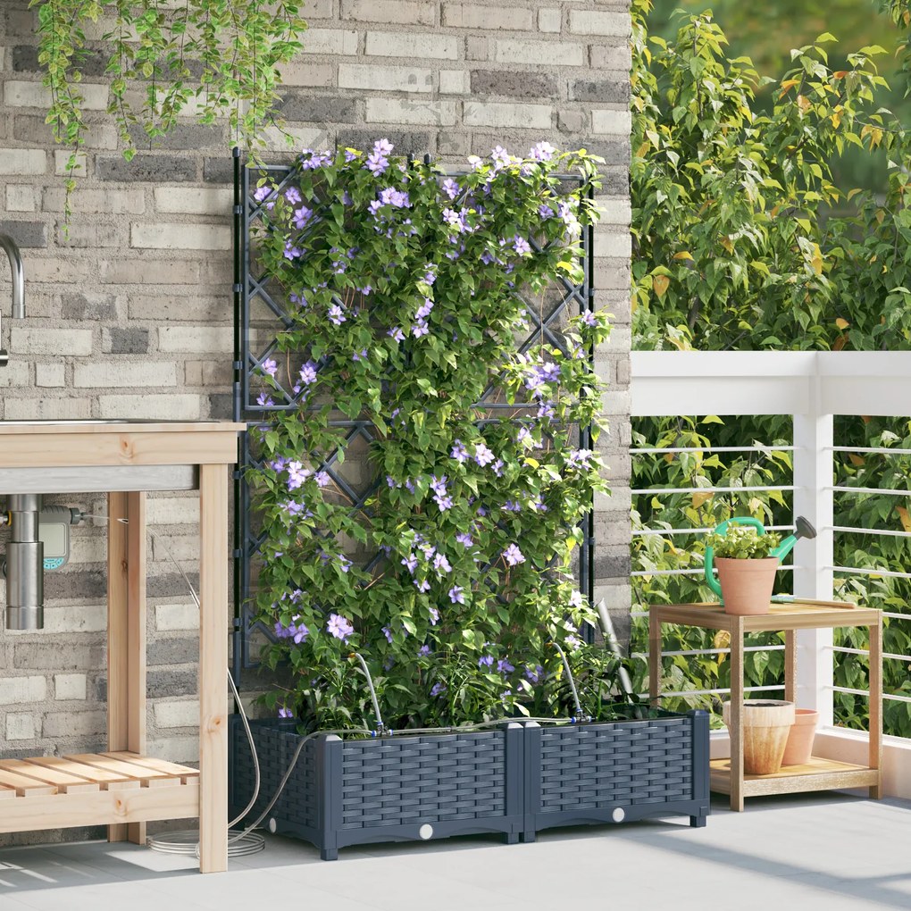Jardineiras vidaXL com Sistema de Irrigação 2 pcs Cinza