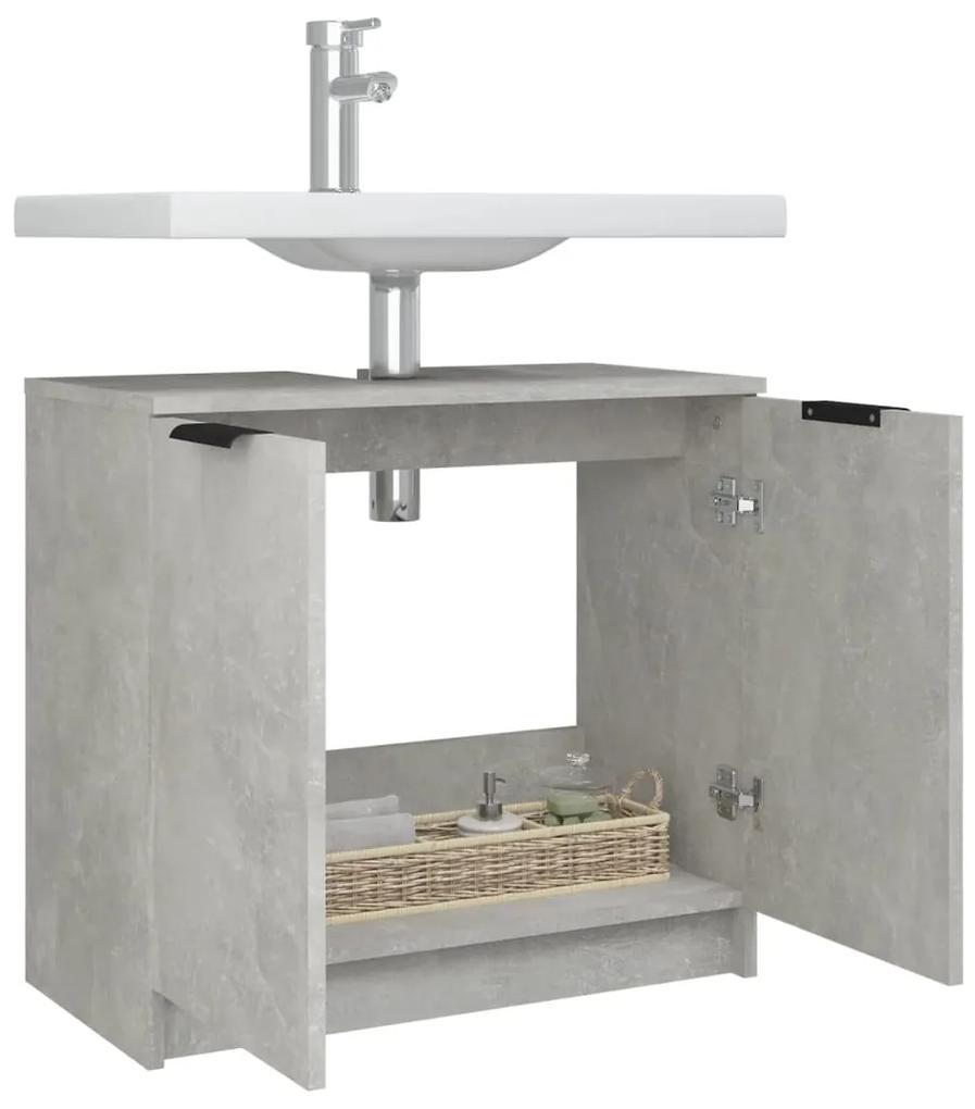 Armário casa de banho 64,5x33,5x59 cm madeira cinzento cimento