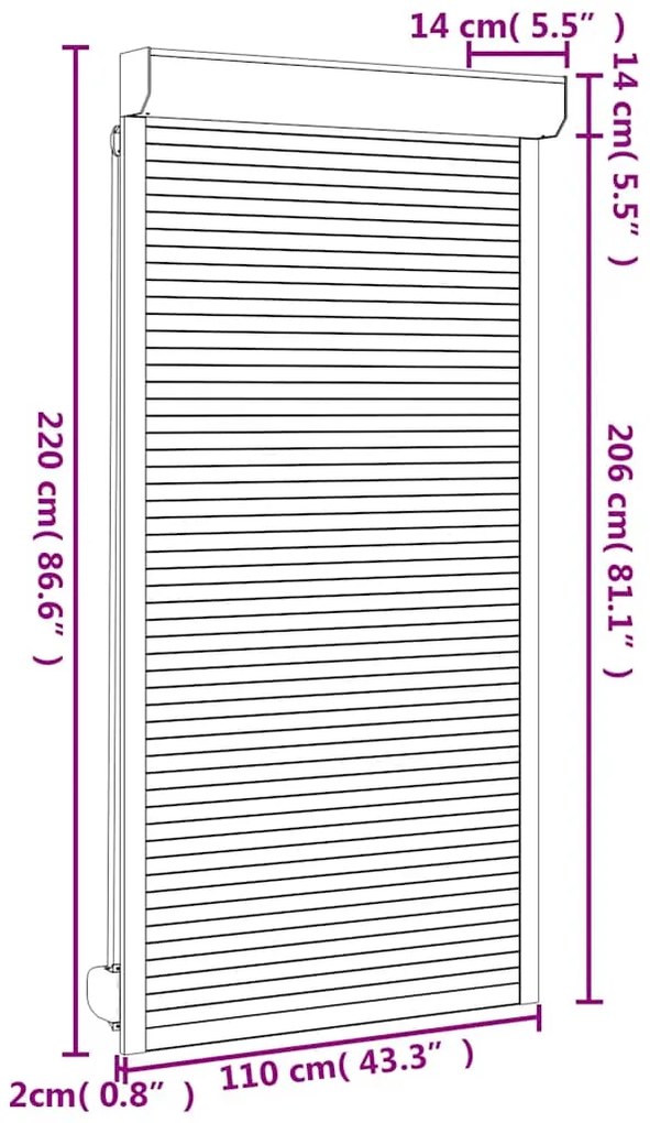 Persiana de enrolar em alumínio 110x220 cm branco