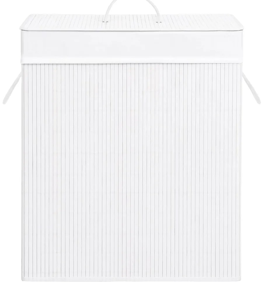 Cesto para roupa suja c/ 2 secções 100 L bambu branco