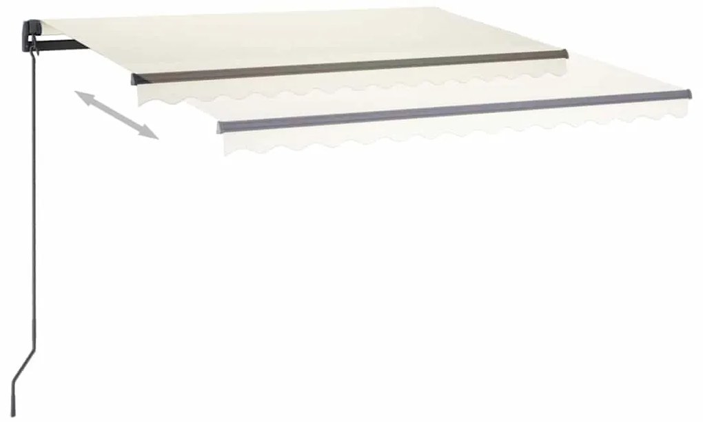 Toldo retrátil manual com LED 3,5x2,5 m cor creme