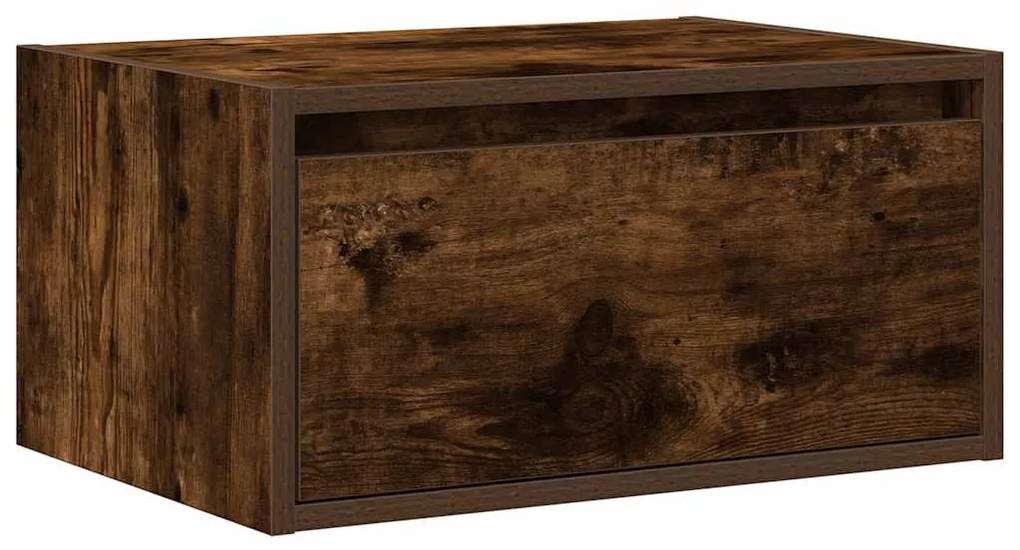 Mesa de cabeceira de parede com luzes LED carvalho fumado
