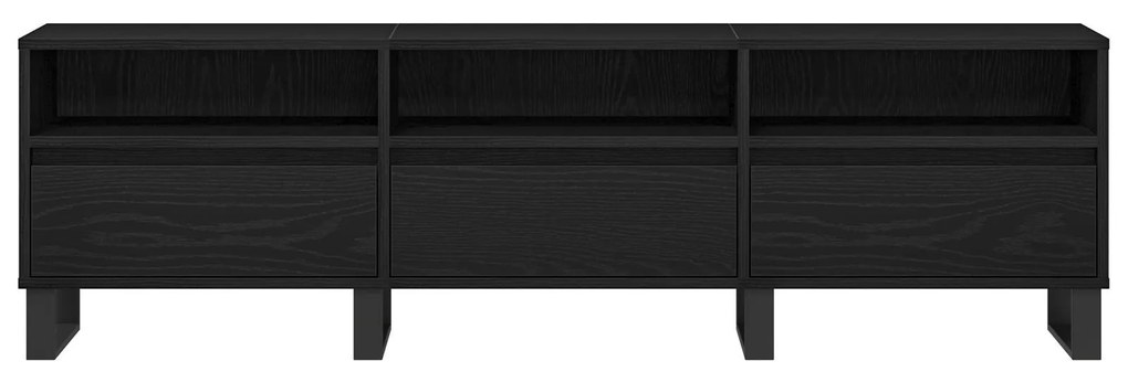 Armário para TV vidaXL Preto Carvalho 150x30x44,5 cm Madeira engenheir