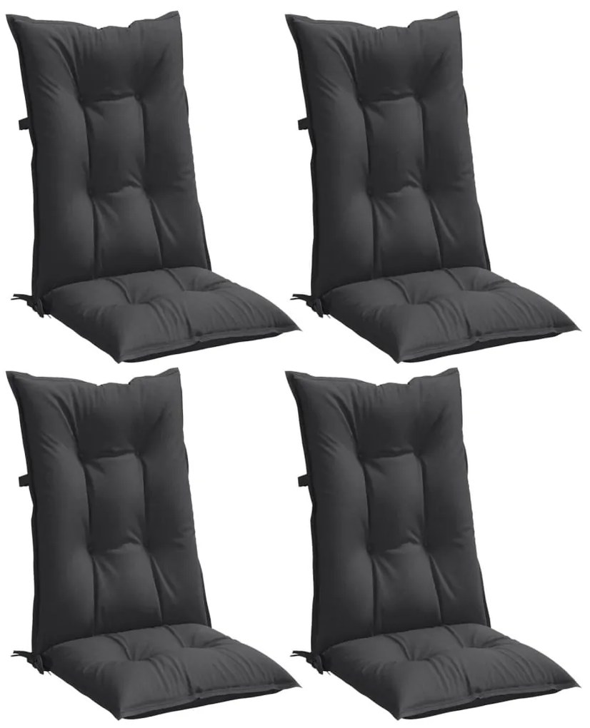 Almofadões para cadeiras altas 4 pcs mesclado tecido antracite