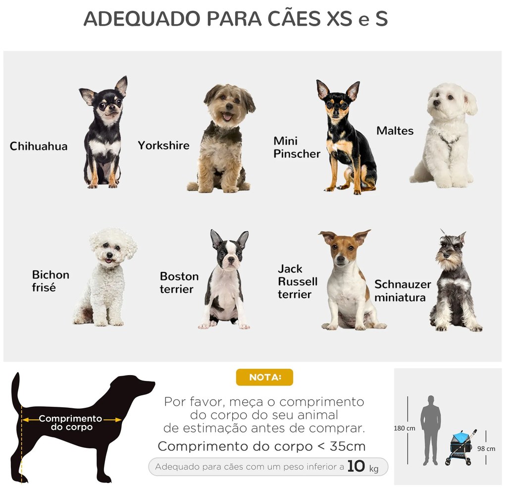 PawHut Carrinho para Animais de Estimação 3 em 1 Carrinho para Cães e