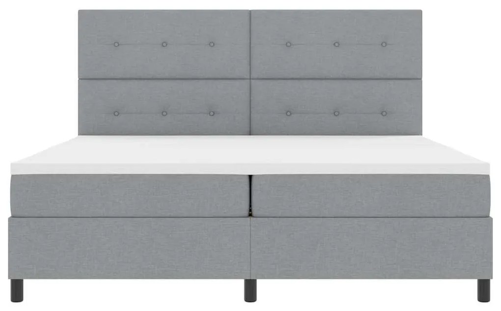 Cama com Estrado e Colchão com Luz LED em Cinza, 200x200 cm de Tecido