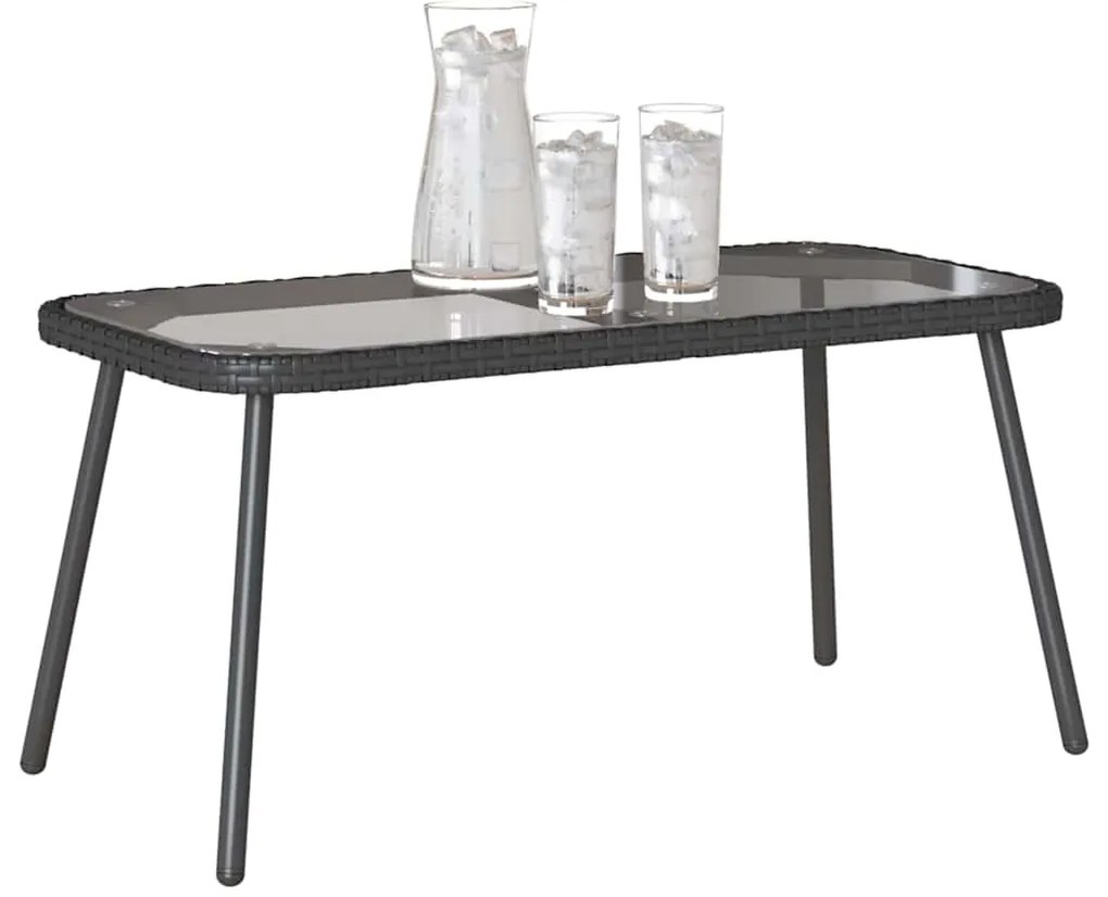 Mesa de café vidaXL Preta 90x45x42 cm Vime Sintético
