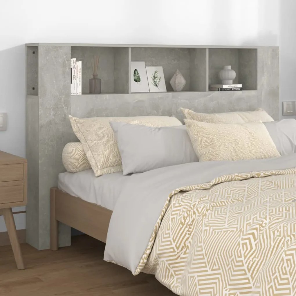 vidaXL Armário de cabeceira 160x18,5x104,5 cm cinzento de betão