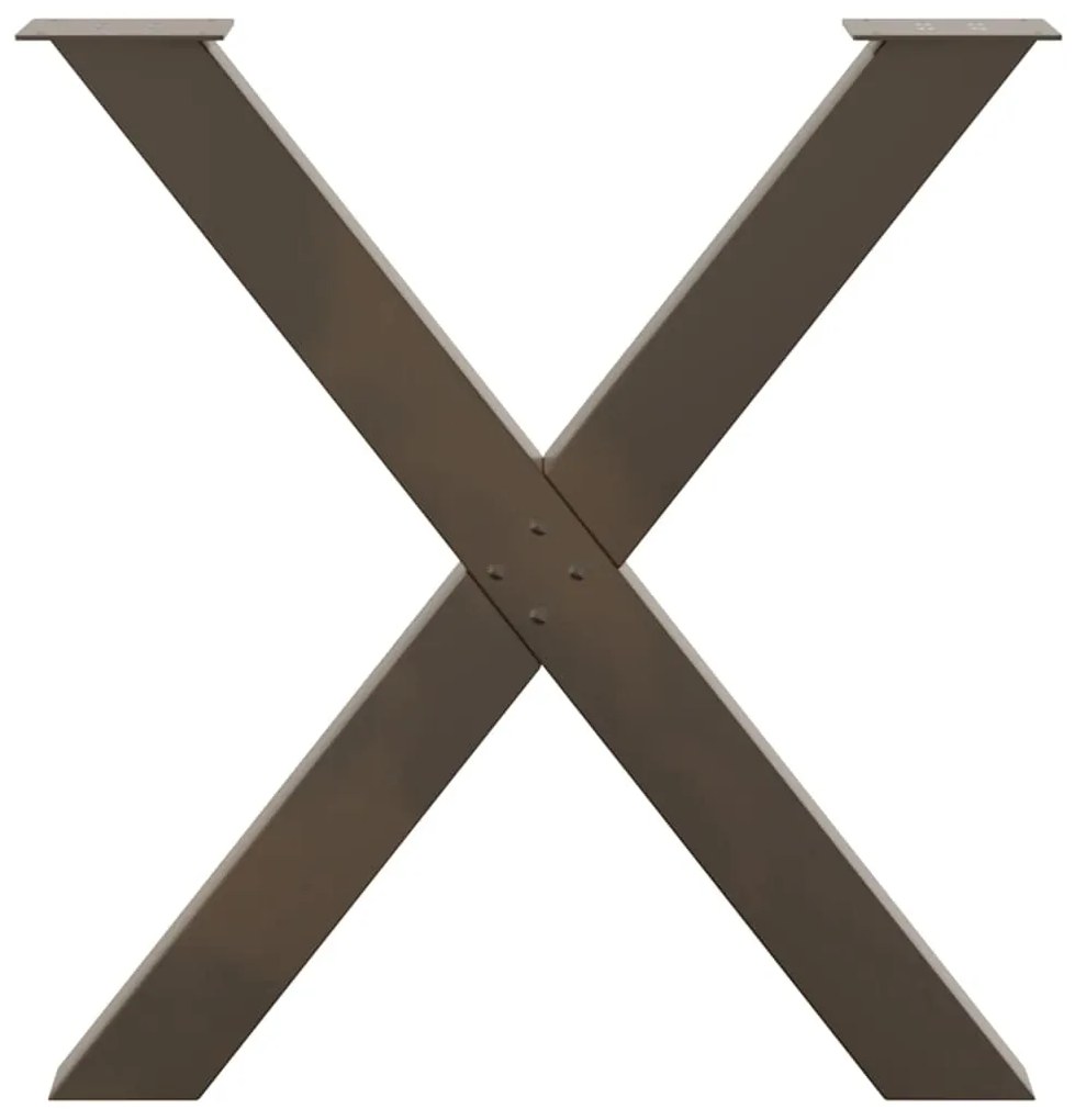 Pés para mesa de jantar em formato de X, 2 peças, aço natural, 80x(72-