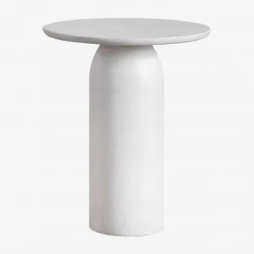 Mesa Auxiliar Redonda Ø45 Cm Em Cimento Layana Branco - Sklum