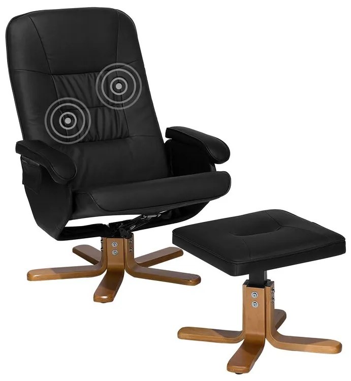 Cadeira de massagem com repousa-pés em pele sintética preta RELAXPRO Beliani