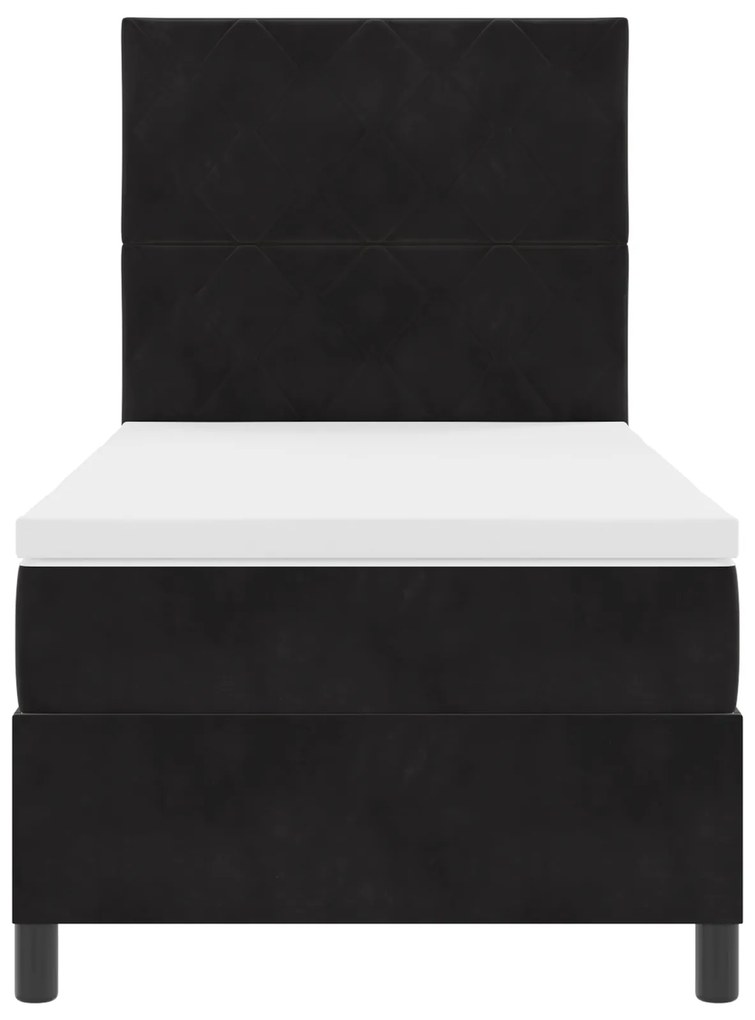 Cama Box Spring vidaXL com Colchão Preto 100x200 cm Veludo