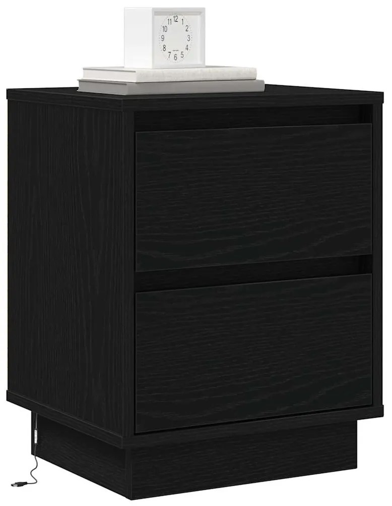 Criados-mudos com Luzes LED 2 pcs Preto 39x34,5x50 cm