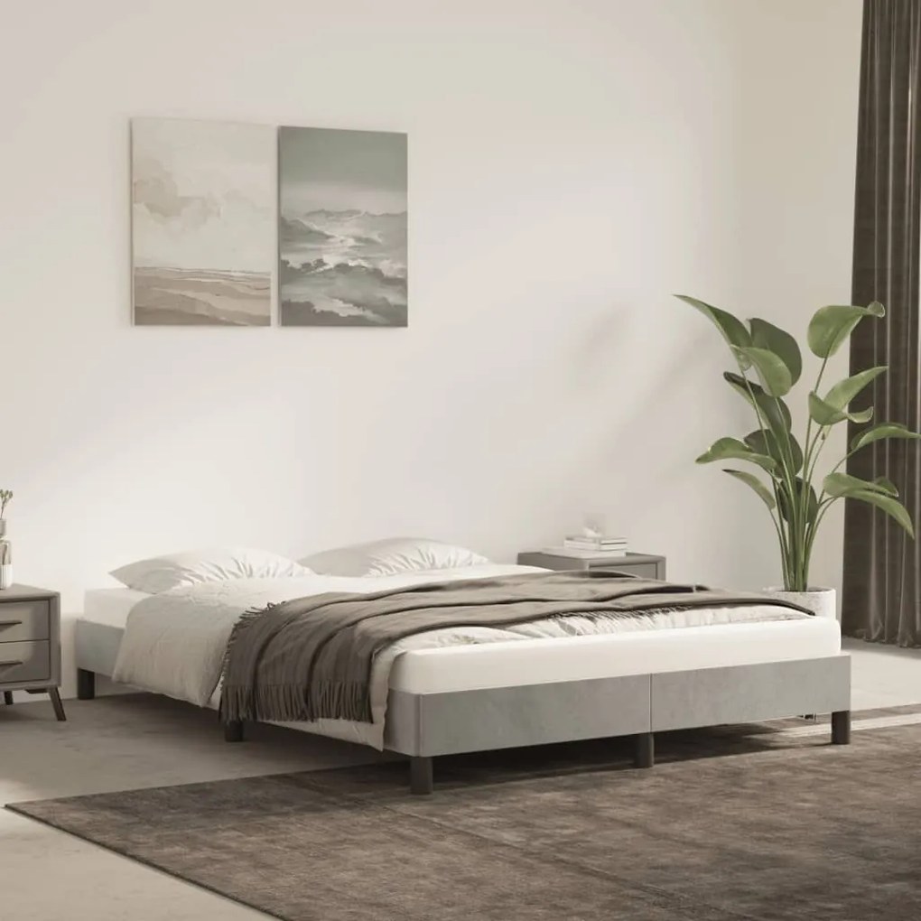 Estrutura de cama sem colchão 140x190 cm veludo cinzento-claro