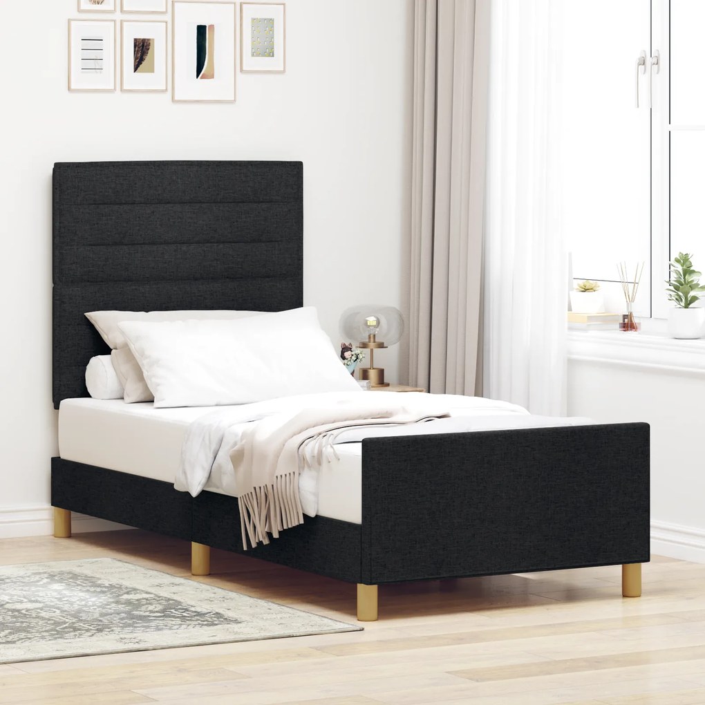 Cama vidaXL Preta 90x200 cm em Tecido
