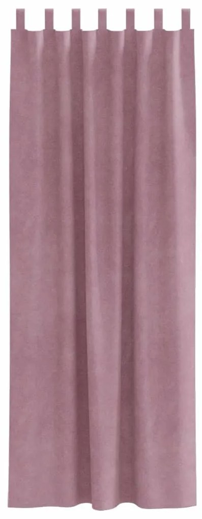 Cortinas Blackout vidaXL com Laços de Pendurar 2 pcs Veludo Rosa Escur