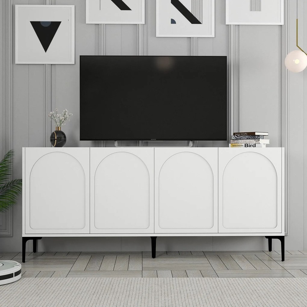 Console Lyon – Branco e Preto – 180x79x35 cm