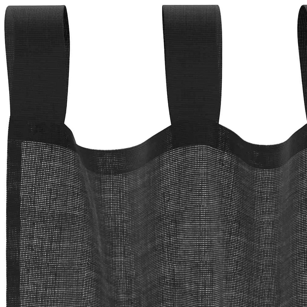 Cortinas de voile com aba 2 pcs preto