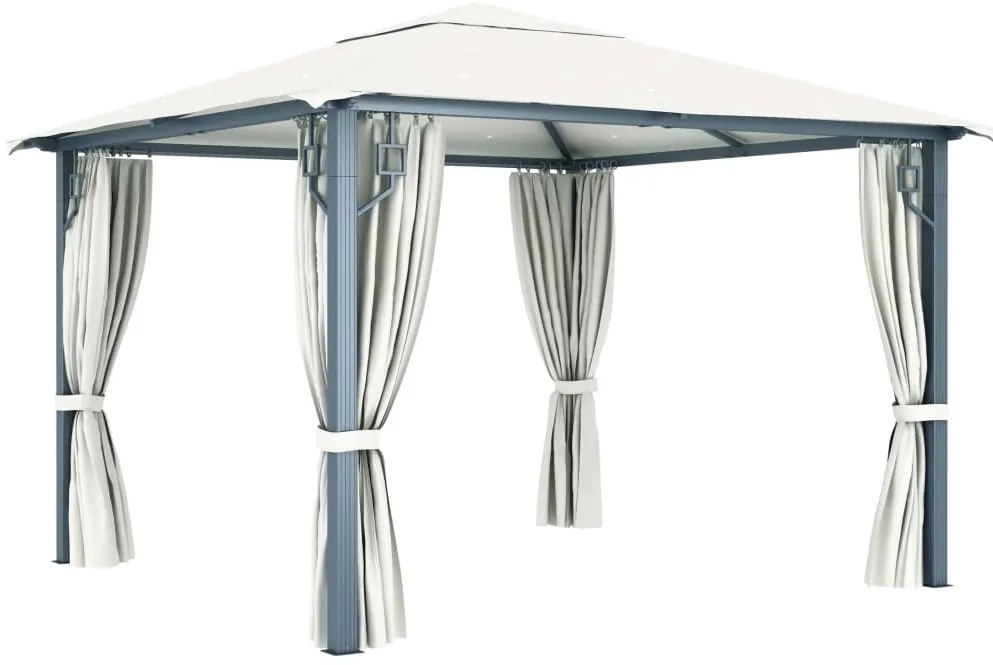 Gazebo com cortina 300x300 cm alumínio creme