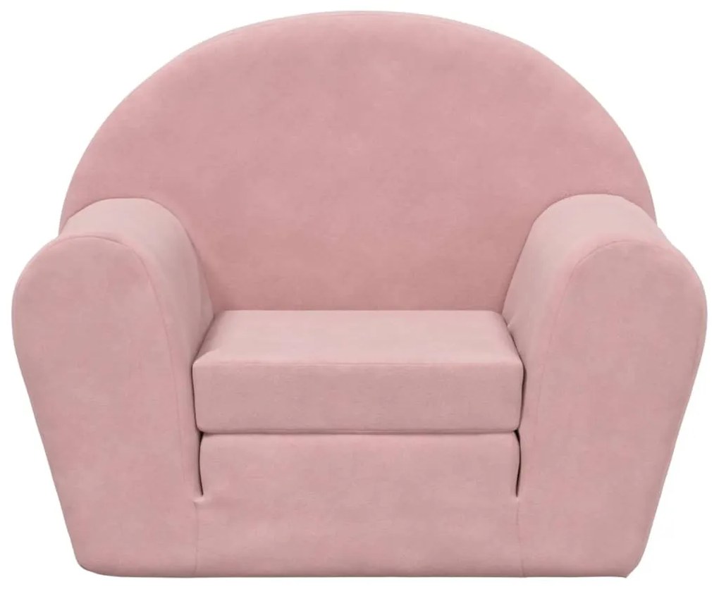 Sofá-cama infantil de pelúcia rosa